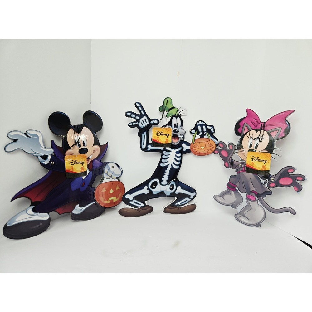 Disney Halloween wall decor hanging‎ jointed New Goofy Mickey Minnie lot of 3